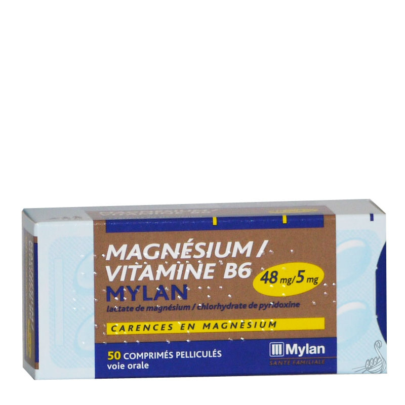 Magnésium vitamine B6 Mylan 50 comprimés MYLAN Pharmacie des drakkars