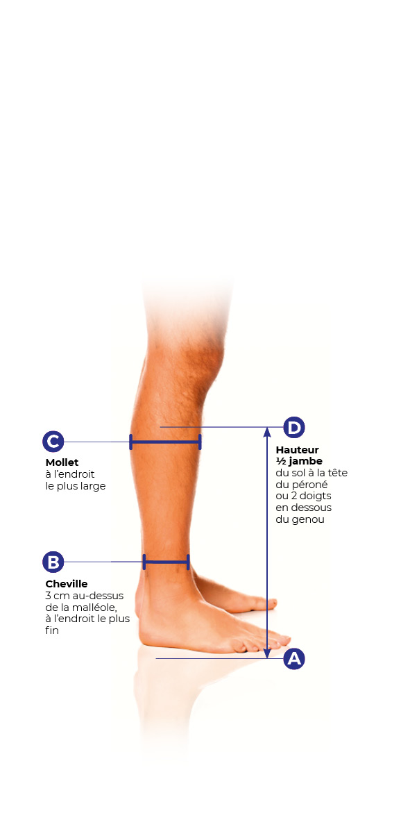 Guide des tailles Sigvaris Men Styles Motifs Rayures Chaussettes Classe 2