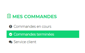 Onglet "mes commandes" 