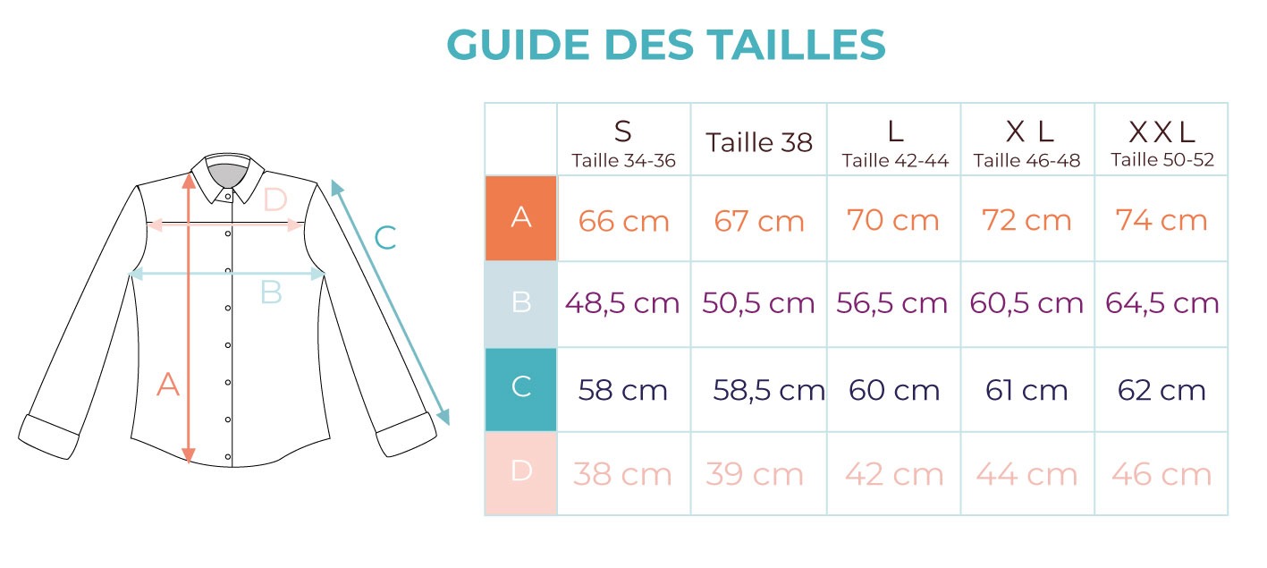guide des tailles chemise cok'ette