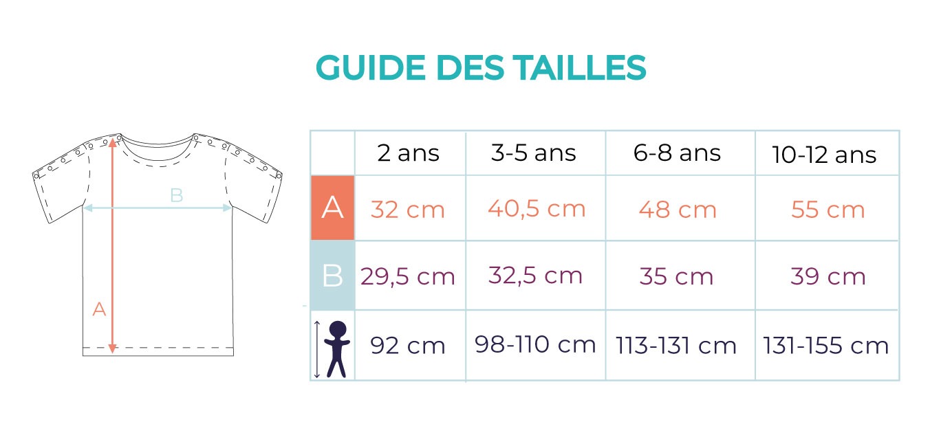 Guide des tailles Rue du Colibri T-Shirt Calin'Kid